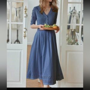 Simple Retro Fiona blue cotton dress